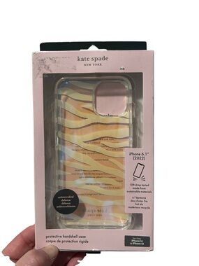 kate spade Iridescent Pink and Gold Wave iPhone Case iPhone 14
